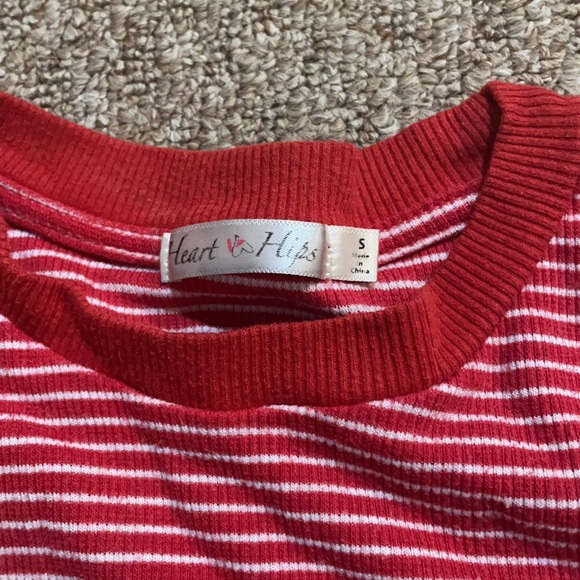 Heart and Hips Red Striped Soft Tight Shirt - Picture 3 of 3